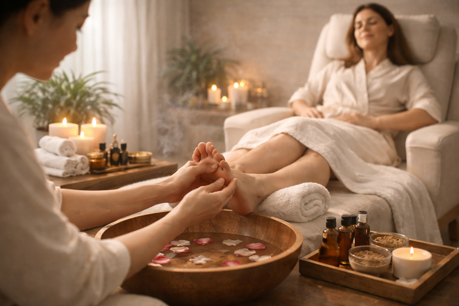 Foot massage and reflexology therapy session in Chennai